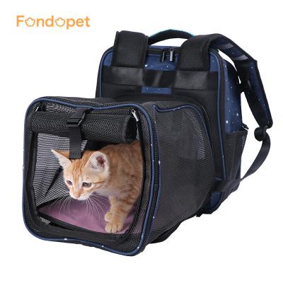 China Fondopet Logo Blue Star Mini Cute Cat Pet Travel Backpack Bag Breathable Custom Carrier for Cat for sale