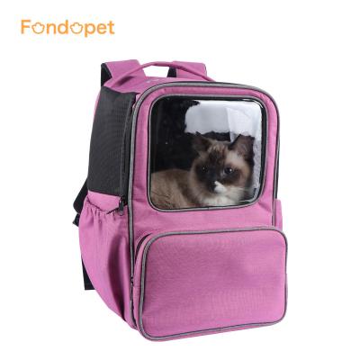 China Custom Made Breathable Fondopet Cat Pet Backpack Transparent Purple for sale