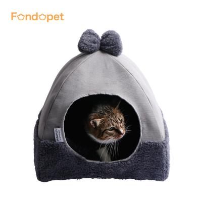 China Breathable Custom Made Collapsible Fondopet Sponge Portable Folding Cat Pet Teepee House Bed Tent For Pets for sale