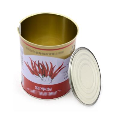 China Round Welded Tin Cans Peanut /Soybean /Spicy Chili Paste Cans Tinplate Boxes Tin Cans Sealed Food Canister Liquid for sale