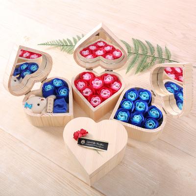 China New Celebration Gift Rose Flower Soap Flower Jewelry Box Birthday Gift Log Decoration for sale