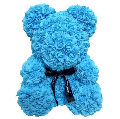 China PE wholesale high quality flower gift celebration valentine hot sale 25cm 40cm rose bear valentine gifts 2021 for sale