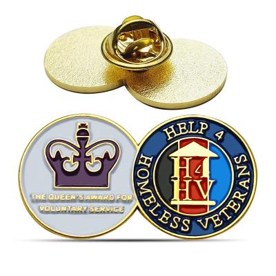 China Export to Europe and America Wholesale Custom Soft Enamel Badge Die Cast Metal Hollow Badge Crown Shape Pin Custom Badge for sale