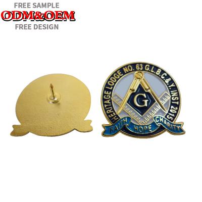 China New Custom Masonic Masonic Square Lapel Europe Compass Pin Badge With G Geometry Masonic Badge for sale