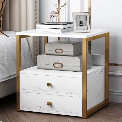 China Contemporary Modern White Nightstand Night Stand With Drawers Home Furniture Bedroom Bedside Lamp Wooden Table for sale