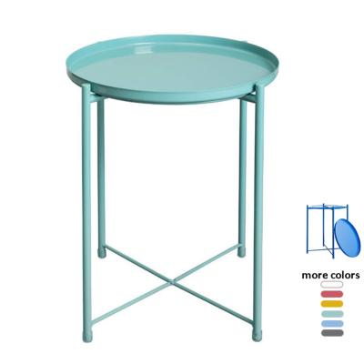 China Folding Metal Round Coffee Side Metal Round Coffee Table Antirust Rustproof End Tray (The Other) Adjustable Waterproof Round Coffee Table Small for sale