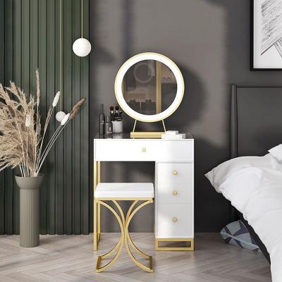 China Luxury Modern Dressers Design Vanity Makeup Table Leather And Dressing Table With Mirror And Stool for sale