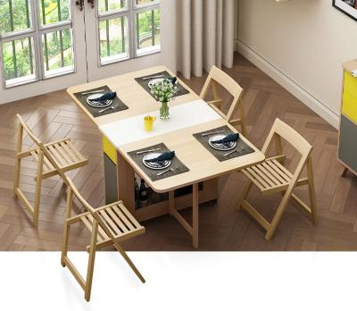 China Folding Smart Foldable Wooden Multifunctional Dining Table With Hidden Foldable Seat for sale