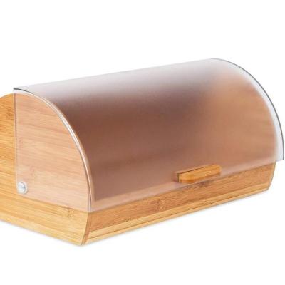 China Freshness Storage Large Capacity Food Container Wooden Storage Box Bins Bamboo Bread Boxes With Acrylic Lid for sale