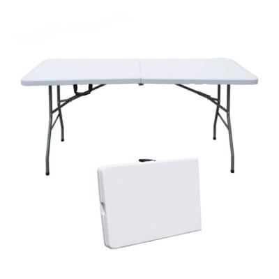 China Contemporary Wholesale 6ft White Plastic Folding In Half Table Outdoor Rectangular 1.8m Fold Banquet Ready For Boat Use for sale