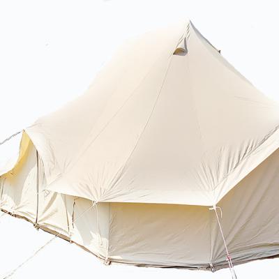 China Diamond Ground Nail Luxury Heavy Duty Hexagonal Party Tent Bell Canvas Glamping All Weather Wall Tents for sale