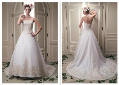 China Girls Attractive A Line Style Wedding Dresses Without Sleeve Floor Length for sale