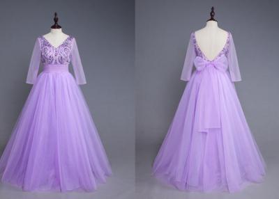 Chine Les robes de soirée violettes de bal d'étudiants de Tulle avec le bas ravalement de longue douille conçoit à vendre