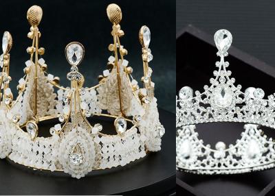 China King Crowns Adult Queen Birthday Prom Queen Costume Full Round Metal Crystal Crown for sale