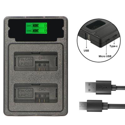 China LP-E5 LPE5 LP E5 Dual Camera Battery LED Charger For Canon EOS 450D 500D 1000D Kiss X3 Kiss F Rebel Xsi for sale