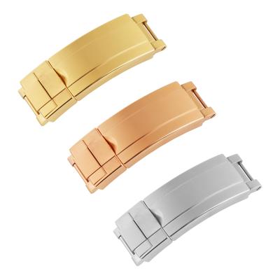 China Stainless Steel Wholesales Solid Stainless Steel Slide Lock Deployment Buckle For SUB GMT 16mm Watch Bands Safety Clasp For Watch Straps for sale