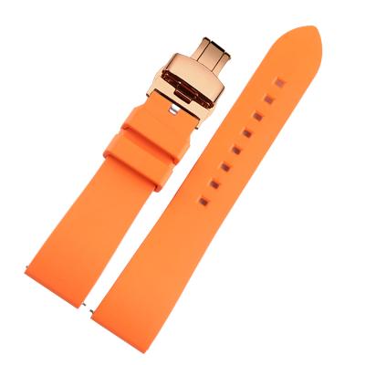 China Wholesales 20mm 22mm 24mm Fluorine Rubber Rubber Watchbands Waterproof Watchband Silicone Rubber Watchband Straps With Folding Buckle for sale