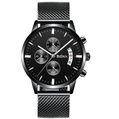 China 2018 BIDEN Date Men Wristwatch Automatic Super Slim Stainless Steel Miyota PE90 Quartz Watches Chronograph Luxury Mens Watch for sale