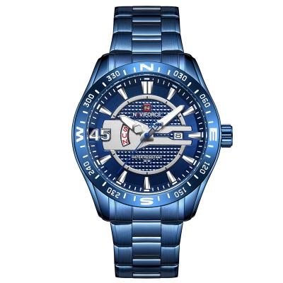 China Auto date Naviforce quality 9157 stainless steel brand men watch quartz luxury watches for man for sale