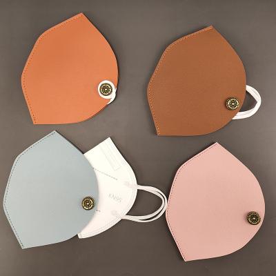 China PU Leather Face Masked Carrier Holder Face Cover Storage Pouch Stocked Colorful Masked Holder With Buckle for sale