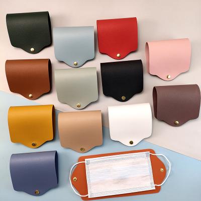 China Portable PU Leather Recyclable Face Hidden Organizer Face Cover Holder Stocked Case PU Face Cover Storage Case for sale