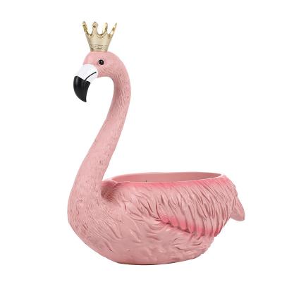 China Creative home decoration craft decoration accessories flamingo style key storage home living room Nordic shoe cabinet porch storage props resin for sale