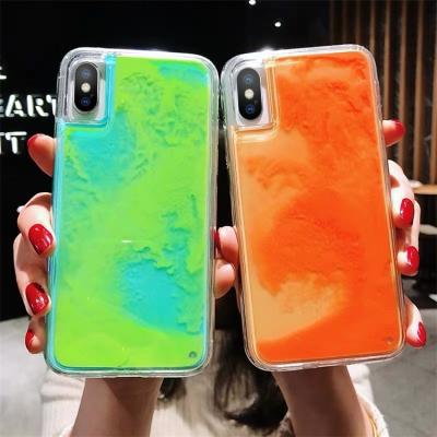 China Full 2021 Luxury Neon Liquid Luminous Liquid PC TPU Printing Phone Case Back Cover For iphone 13 for sale