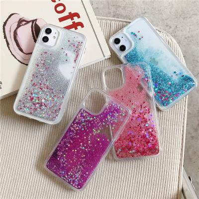 China Full Sand Printing Colorful Liquid Case For iPhone 2021 Quicksand Glitter Phone Case For iPhone 11 12 Pro Max for sale