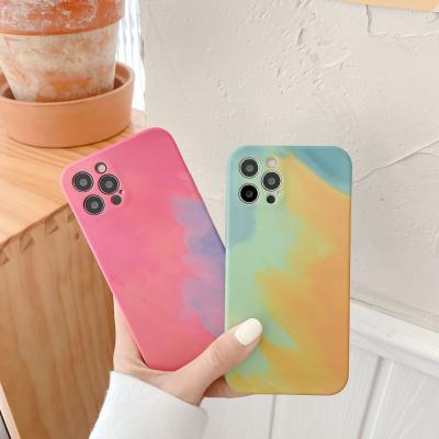 China Car Holder Phone Case Watercolor Case For Iphone 12 Pro Max Mini 11 Xs Print Link Dye Phone Cover for sale