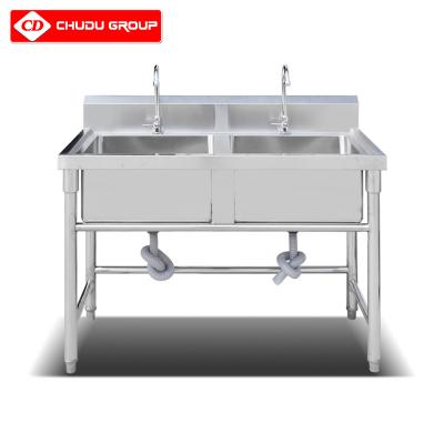 China With faucet China factory price kitchen sink 304 stainless steel double bowl sink for washing for sale