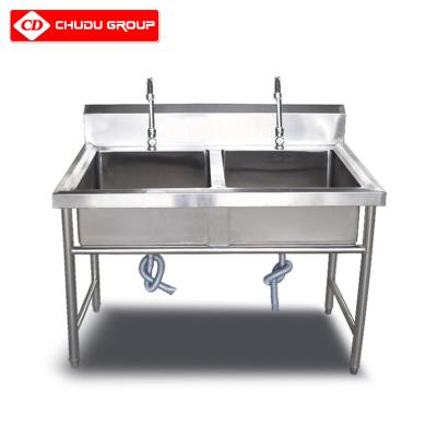 China With Faucet Commercial Used Stainless Steel Kitchen Sinks Double Bowl Sink Bench Work Table Stainless Steel Bench For Sale Hospital for sale