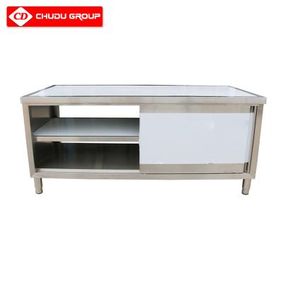 China Kitchen Stainless Steel Sliding Door Workbench Hotel Restaurant Kitchen Workbench Stainless Steel Products for sale