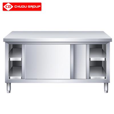 China Kitchen Super Quality 304 Stainless Steel Kitchen Workbench With Cabinet For Hotel for sale