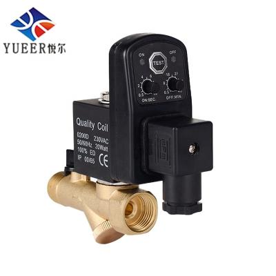 China General uni type DN15 DC24V AC220V Pressure Control Water Drain Timer Brass Direct Acting Zero Solenoid Valve for sale