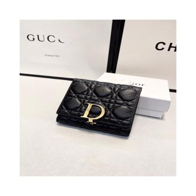 China Durable brand D new FashionLuxury first pose style genuine leather short wallet for diolly for sale