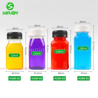 China Beverage Factory supply PET 100 Ml Cold Brew coffee Plastic Bottles Square Juice Beverage smoothies Bottles SJ002 for sale