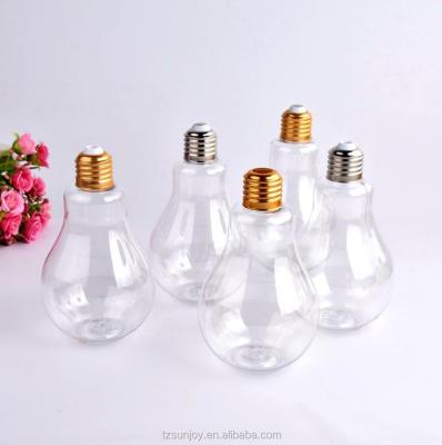 China Drinking Supply The Clear Plastic light bulb Juice Water Beverage Bottle without Drinking Straw for sale