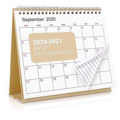 China Table Calendar Customized Logo 2020 - 2021 Office Private Holder Up Table Office Spiral Monthly Calendar for sale