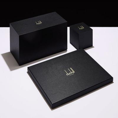 China Logo Black Cardboard Packaging Lid Customized Recyclable and Rigid Based 2 Piece Gift Box for sale