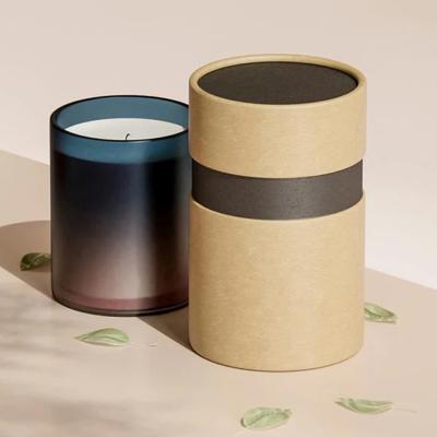 China Disposable Customized Logo Cardboard Kraft Paper Round Tube Candle Jar Packaging Cylinder Box for sale