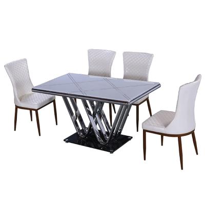 China Modern Furniture Kitchen Space Saving Spanish Dining Table And Chairs Set With 4 Chairs for sale