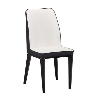 China Morden Luxury Modern White PU Metal Leather Leg Dining Kitchen Dining Chair With Chromed Leg For Restaurant for sale