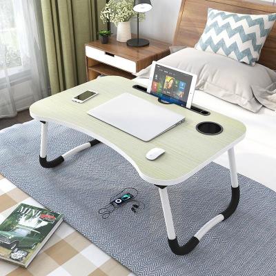 China Modern Design Foldable Wooden Folding Laptop Table, Portable Adjustable Laptop Table with Slot for Bed for sale