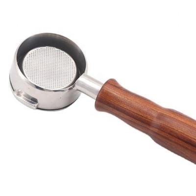 China Sustainable bartender tools 51mm portafilter coffee bottomless portafilter with wooden/aluminum handle for sale