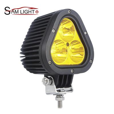 China NEW 4 Inch Diecast Aluminum Housing Yellow Triangle Led Combo Spot Flood Spotlights 12V 24V Driver-Beam Driving Lights Waterproof IP68 Led Pod Lights for sale