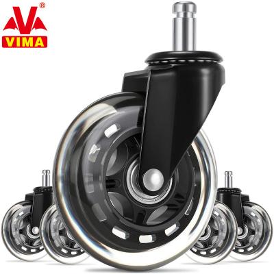 China PIVOT VIMA 2 Inch Swivel Office Chair Wheels Threaded Brake Caster Polyurethane Transparent PU Locking Stem Casters for sale