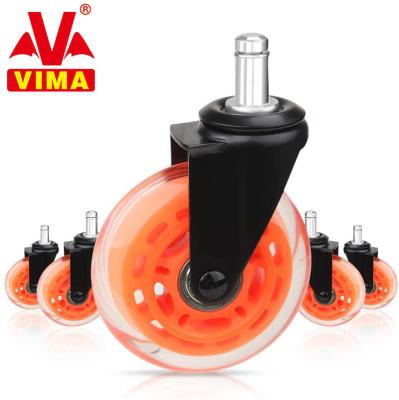 China Orange PIVOT VIMA 2 Inch 2.5Inch 3Inch Swivel Office Chair Wheels Threaded Brake Caster Transparent PU Locking Stem Casters for sale