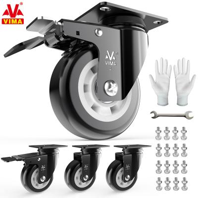 China VIMA Rigid High Quality PU Wheel Caster 4Inch Double Ball Bearing Piano Caster Single Wheel Heavy Duty for sale