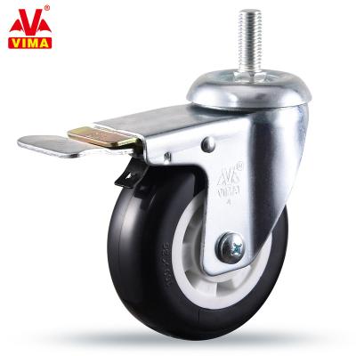 China High Quality PIVOT VIMA Stem Caster Brake 4 Inch OEM ODM Heavy Duty PU Polyurethane Caster Wheels Threaded Stem Caster for sale