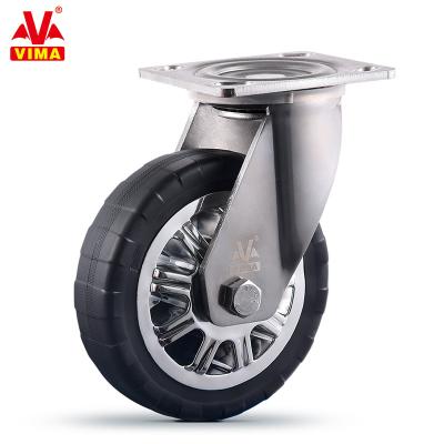 China VIMA 6 Inch Rigid Swivel Plate Stainless Steel PU Caster Wheels Cabinet Heavy Duty Caster Tool Stainless Steel for sale